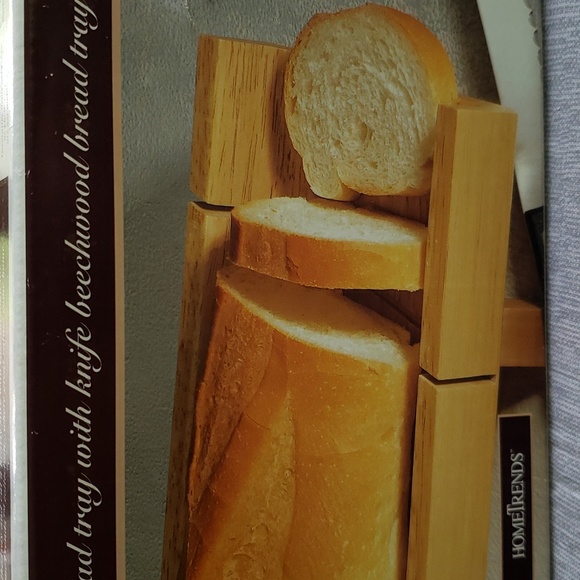 Hometrends Beechwood Bread Tray With Knife, NIB - Picture 2 of 4